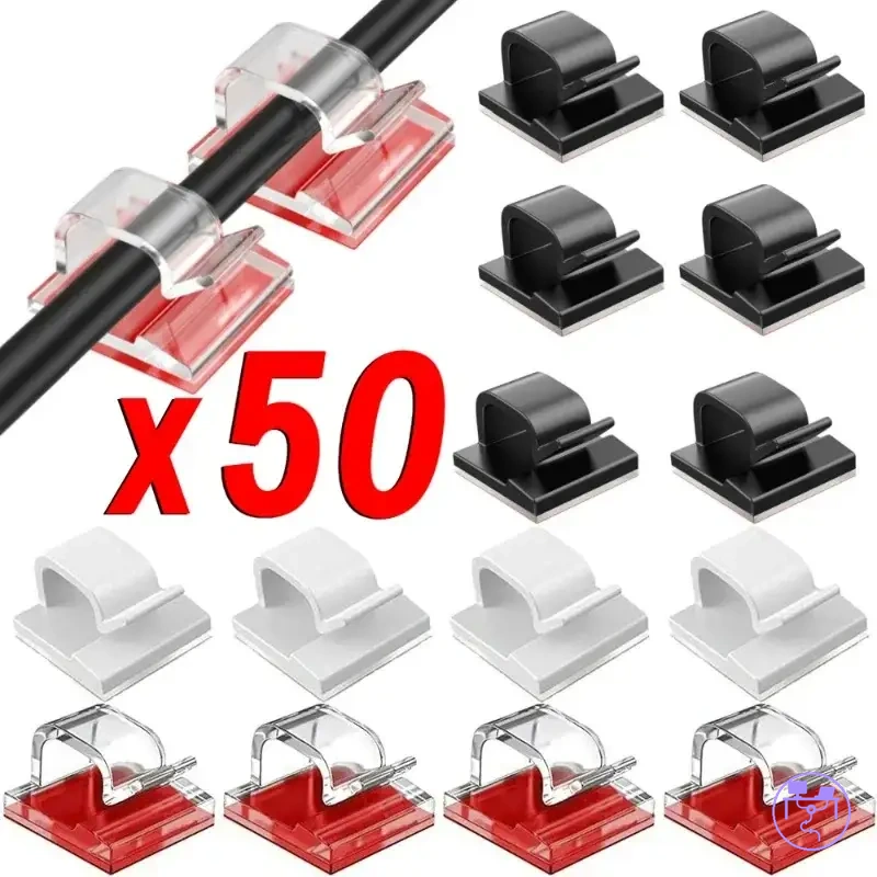مشابك كابلات مكتبية لاصقة لتثبيت كابلات USB والأسلاك الصغيرة