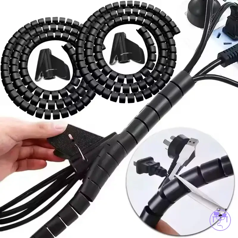 Funda flexible para agrupar cables de escritorio y ordenador