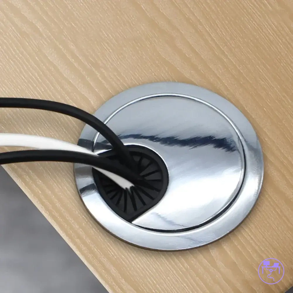 Pasacables metálico de escritorio para pasar cables por la superficie de una mesa